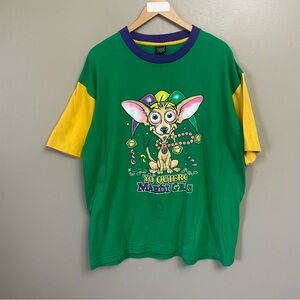 Vintage 90s Tee's Unlimited Chihuahua Yo Quiero Mardi Gras Multi-Colored T-Shirt